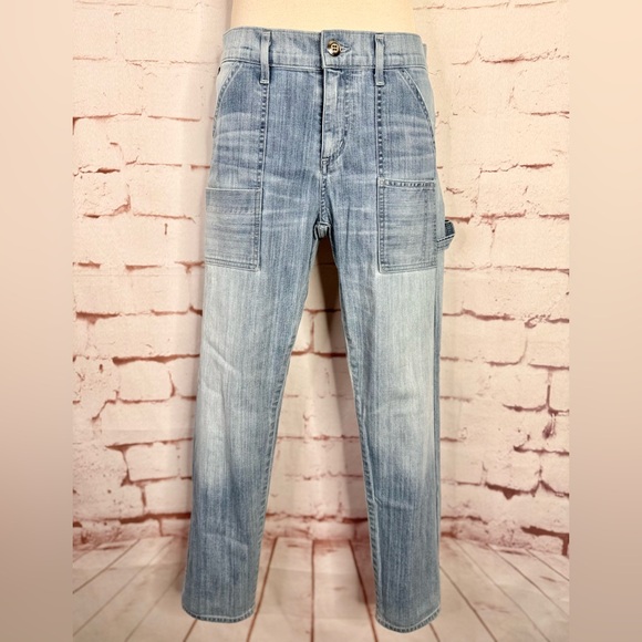CITIZENS OF HUMANITY Leah 25 Cargo Straight Leg Light Wash Utility Denim Jeans - Picture 15 of 15